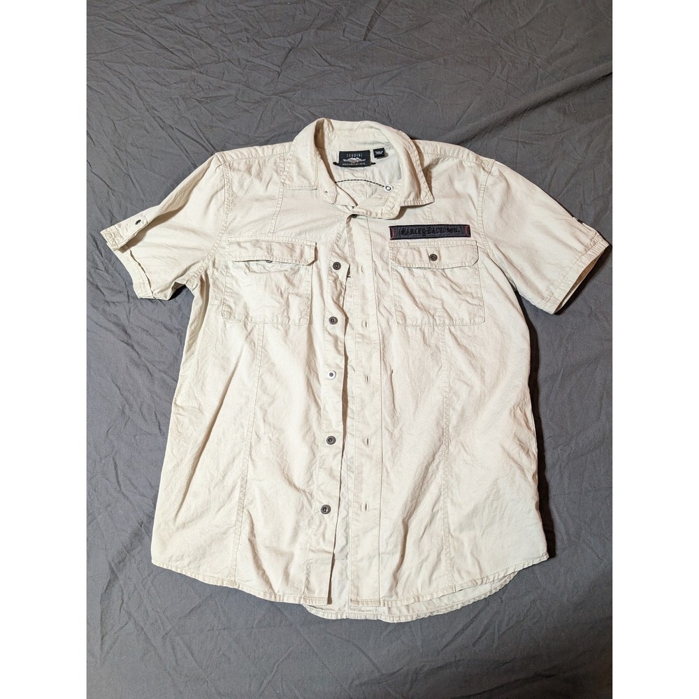 Vintage Harley Davidson 100% Cotton Work Button Down Short Sleeve Medium